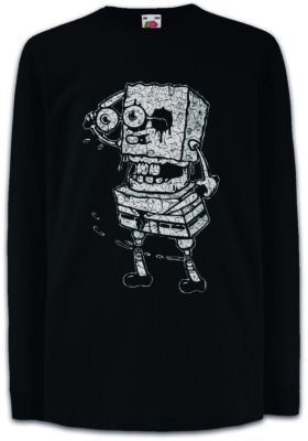 Sponge Rob Kinder Langarm T-Shirt Fun The Zombie Bob Walking Brain Brains Dead