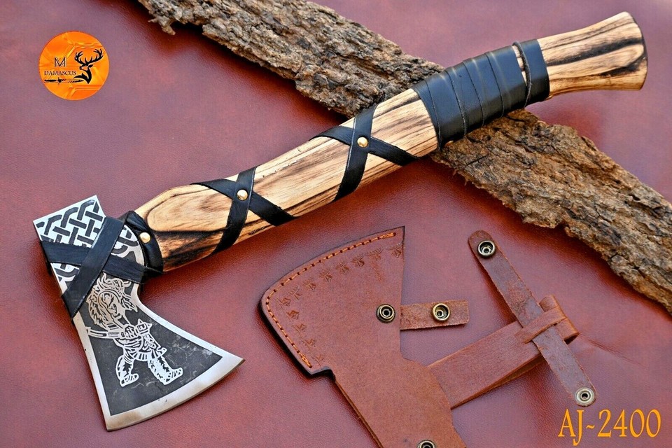 Hache De Lancer Viking TOMAHAWK En Acier Carbone Forgé Main – Neuve, Pour Camping Ou Déco
