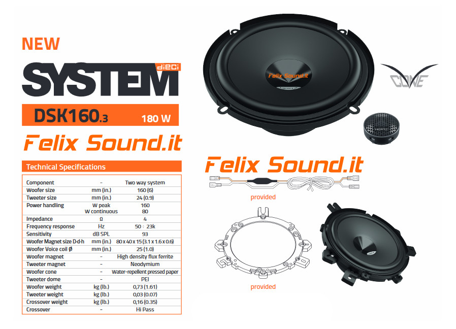 Hertz DSK 160 Kit Altoparlanti 2 Vie 16cm Casse Auto Serie Dieci