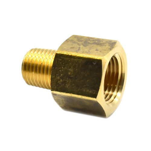 1/4" NPT Male x 3/8" NPT Female Brass Hex Bushing - FB406