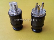 1Set Copper Rhodium Plated US Mains AC Power Plug  IEC Femle Connector