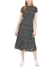 JR154 Calvin Klein Jeans Printed Crepe Shirtdress Size Large