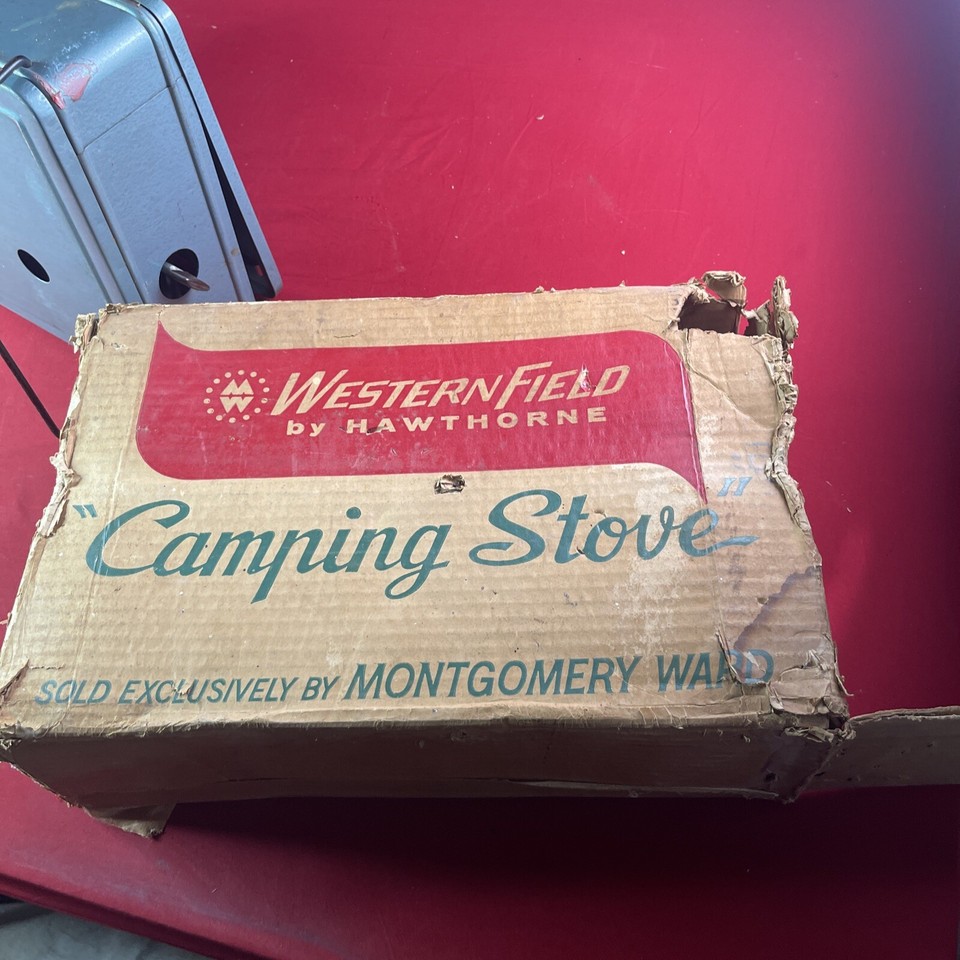 Vintage 60s Western Field Montgomery Ward portable propane Camp Stove