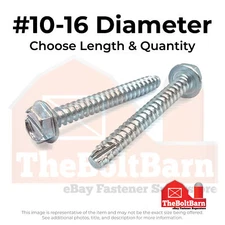 #10 Slotted Hex Washer Type BT Thread Cutting Screws Zinc (Pick Length&Qty)