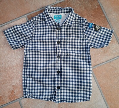 Hemd Kurzärmlig blau weiß kariert Gr. 86 dopo dopo mini