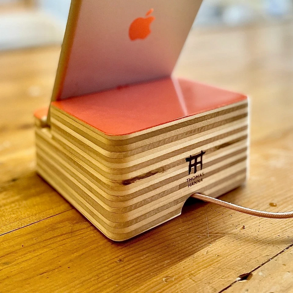 Plywood Tablet Stand w. Charging Cable Through-hole - Image 2 of 4