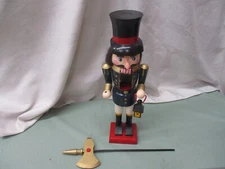 Christmas Wooden Nutcracker Fur Painted Vintage Cute Doll Decoration Black Coat