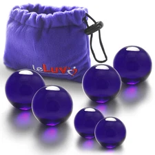 LeLuv Glass Ben-Wa Balls Classic Kegel Exercisers Cobalt Blue