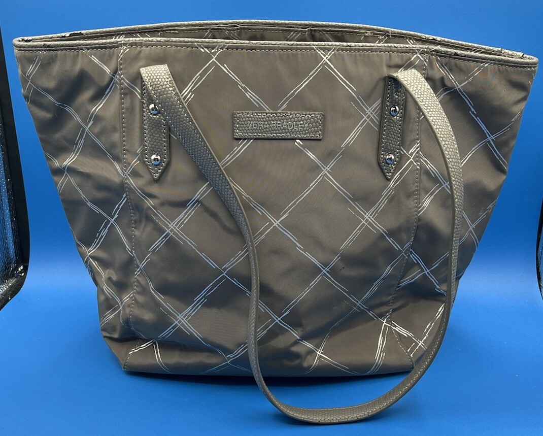 Vera Bradley Large Poly Ella Tote in Burnished Pewter with Double Handles  