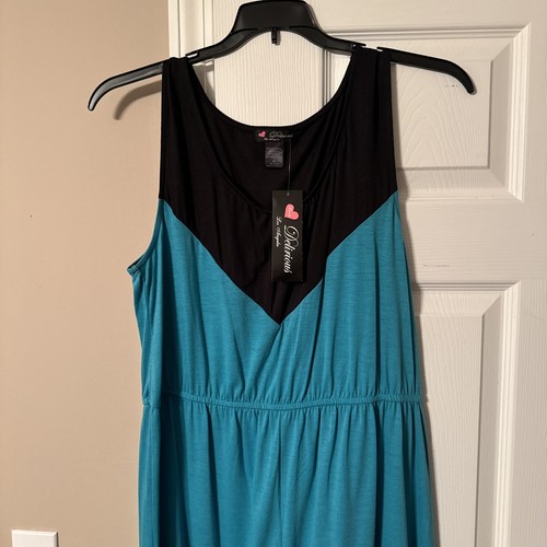 Delirious Of Los Angeles Women’s Sleeveless Dress Size 3X Teal and Black NWTs - Picture 4 of 9