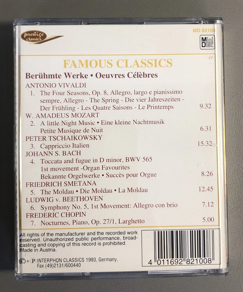 Berühmte Werke | Famous Classics | Vol. 1 | Vivaldi | Mini Disc | Rare | #G5 - Bild 3 von 3