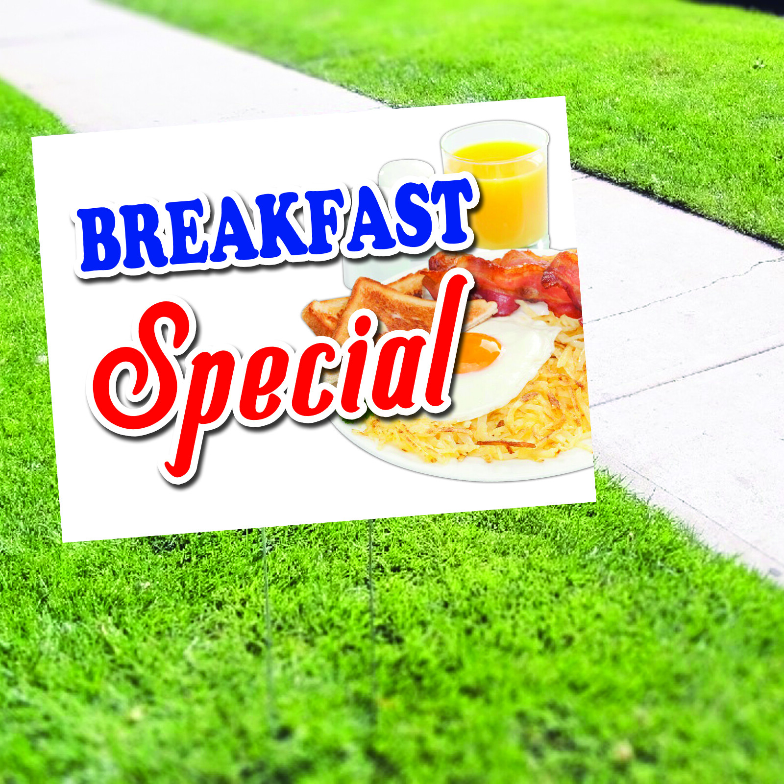 Breakfast Special Yard Sign With Stake Outdoor Cafes Hotels Coroplast ...