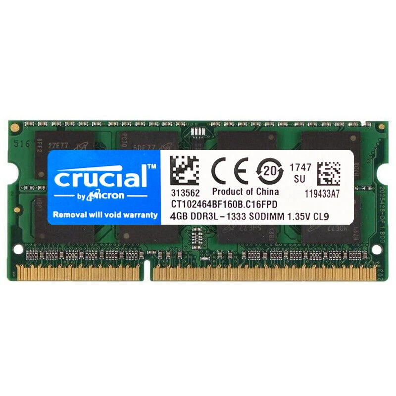 CRUCIAL DDR3L 1333MHz 8GB 2x 4GB PC3L-10600 Laptop SODIMM Memory RAM 1.35V 204P - Image 3 of 4