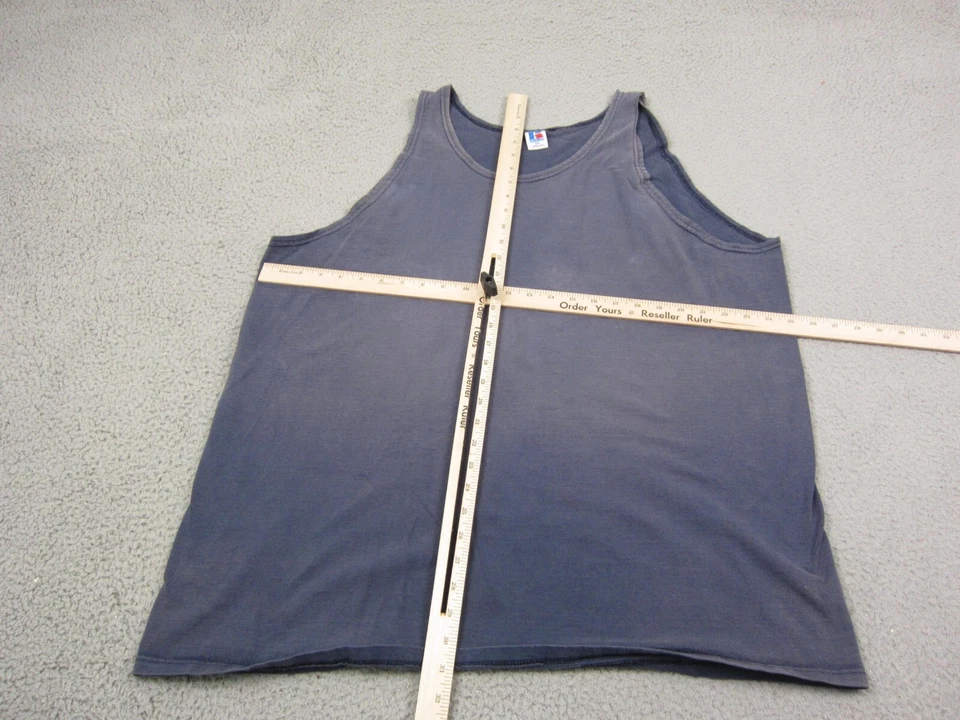 Camisa Russell Vintage Adulto 2XL XXL Azul Hecha en EE. UU. Camiseta sin mangas Años 90 Atlética Para Hombres Foto 4 de 4