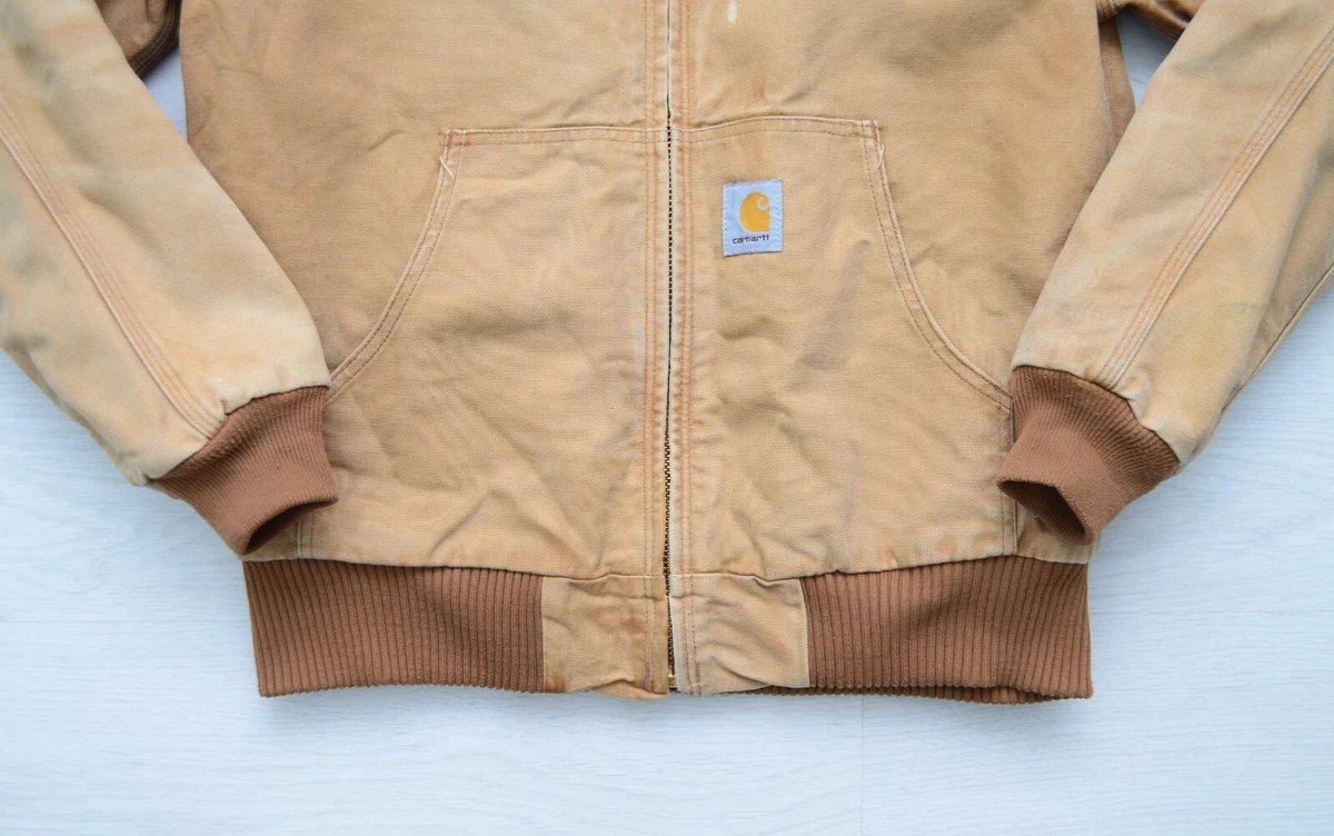 Men's Carhartt RARE Vintage Workwear Jacket Bomber Brown Hooded Full Zip  Size L | eBay