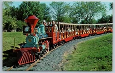 Postcard Zoo Line Train Tour St Louis Zoo Garden Missouri Chrome O1B