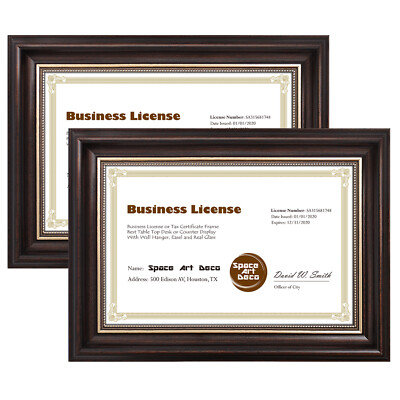 8.5x5.5 Business License Frame Professionals Certificate Frame Black Brown Gold
