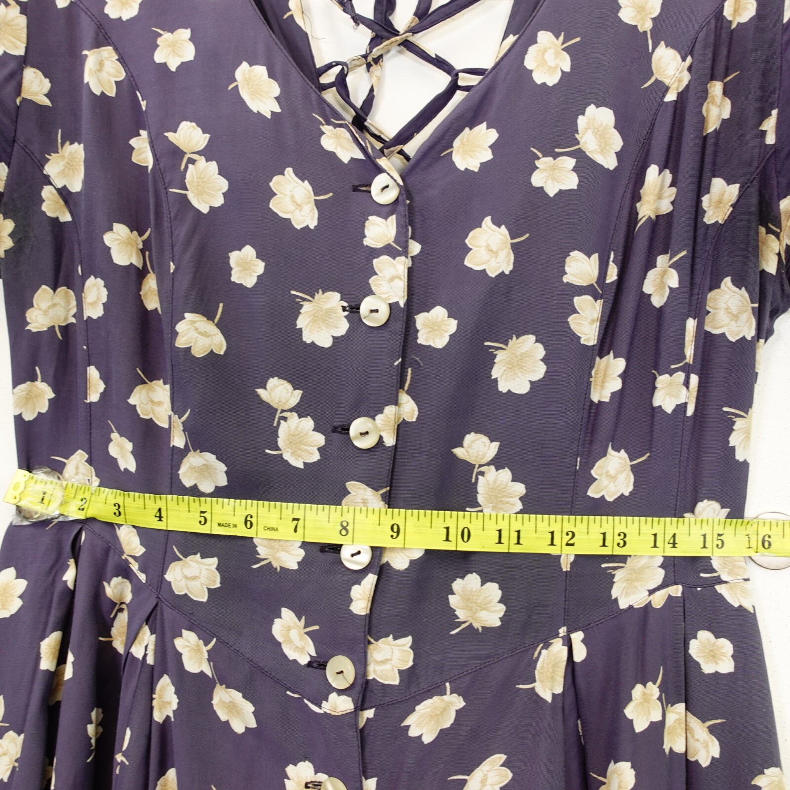 P.S. COMPANY Purple Ivory Midi Dress 21 SMALL Short S… Gem