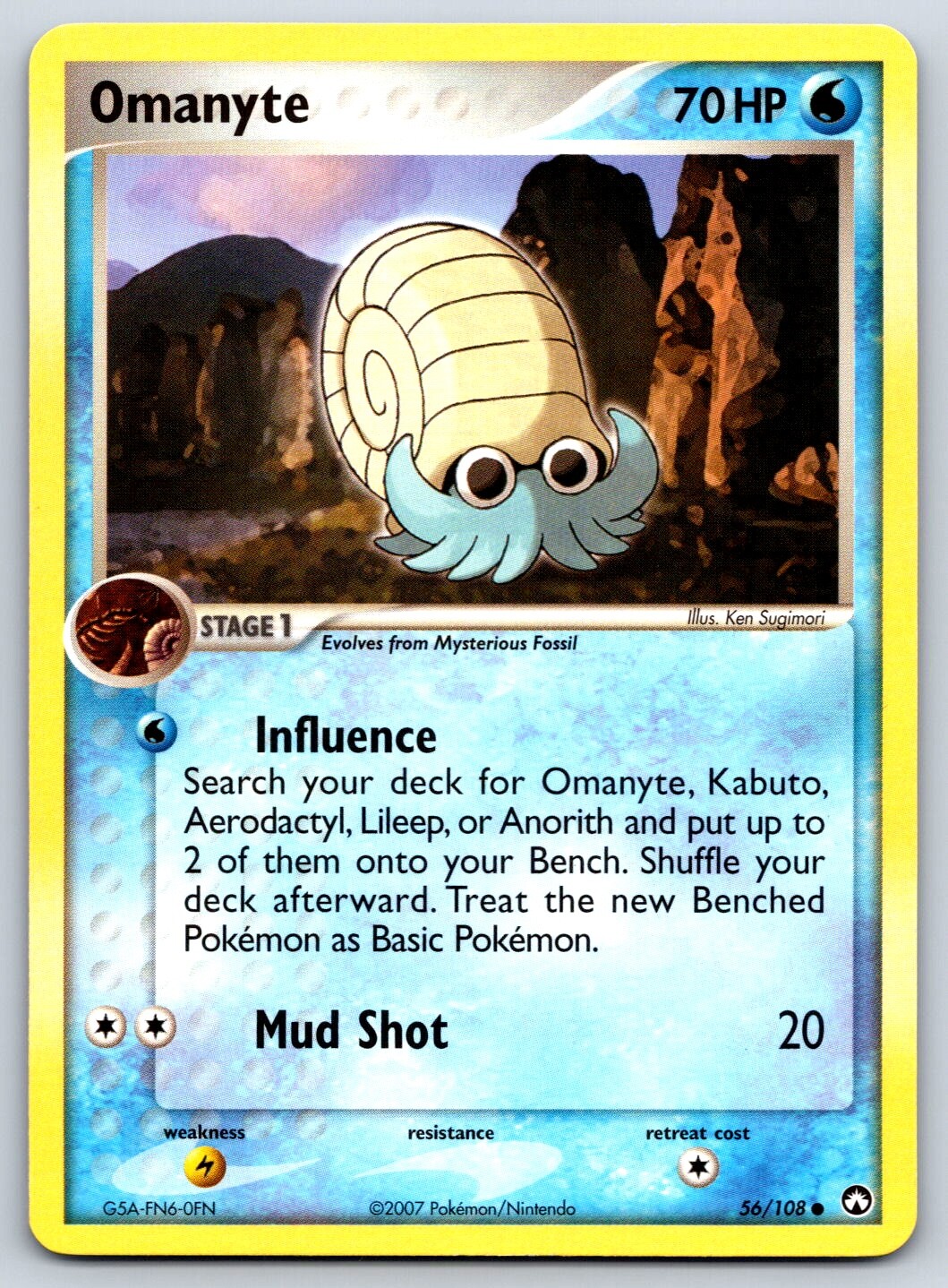 Omanyte - EX Power Keepers 56/108 Ken Sugimori Pokemon Card LP