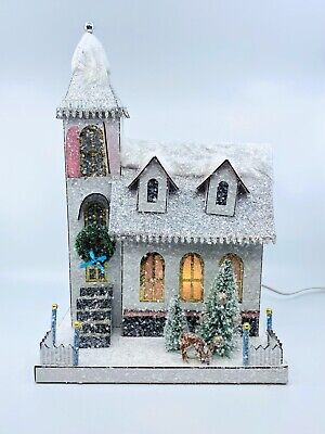 Cody Foster Christmas Light Up House, Glitter House, Winter Cottage,  #HOU-348