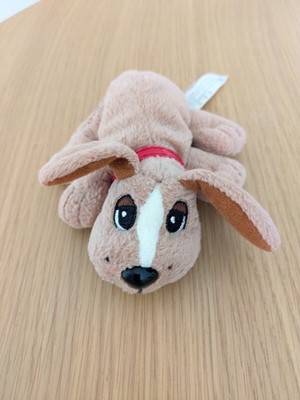 Vintage 2004 Mattel Pound Puppies Brown Dog with Red Collar 5'' Length 