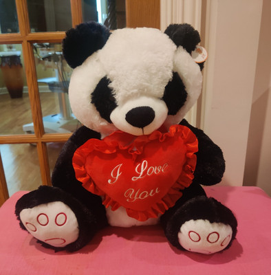 panda bear stuffed animal with I Love You heart 18''