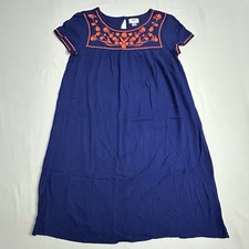 Old Navy Dress Womens Small S Floral Embroidered Blue Shift Dress Viscose Yoke