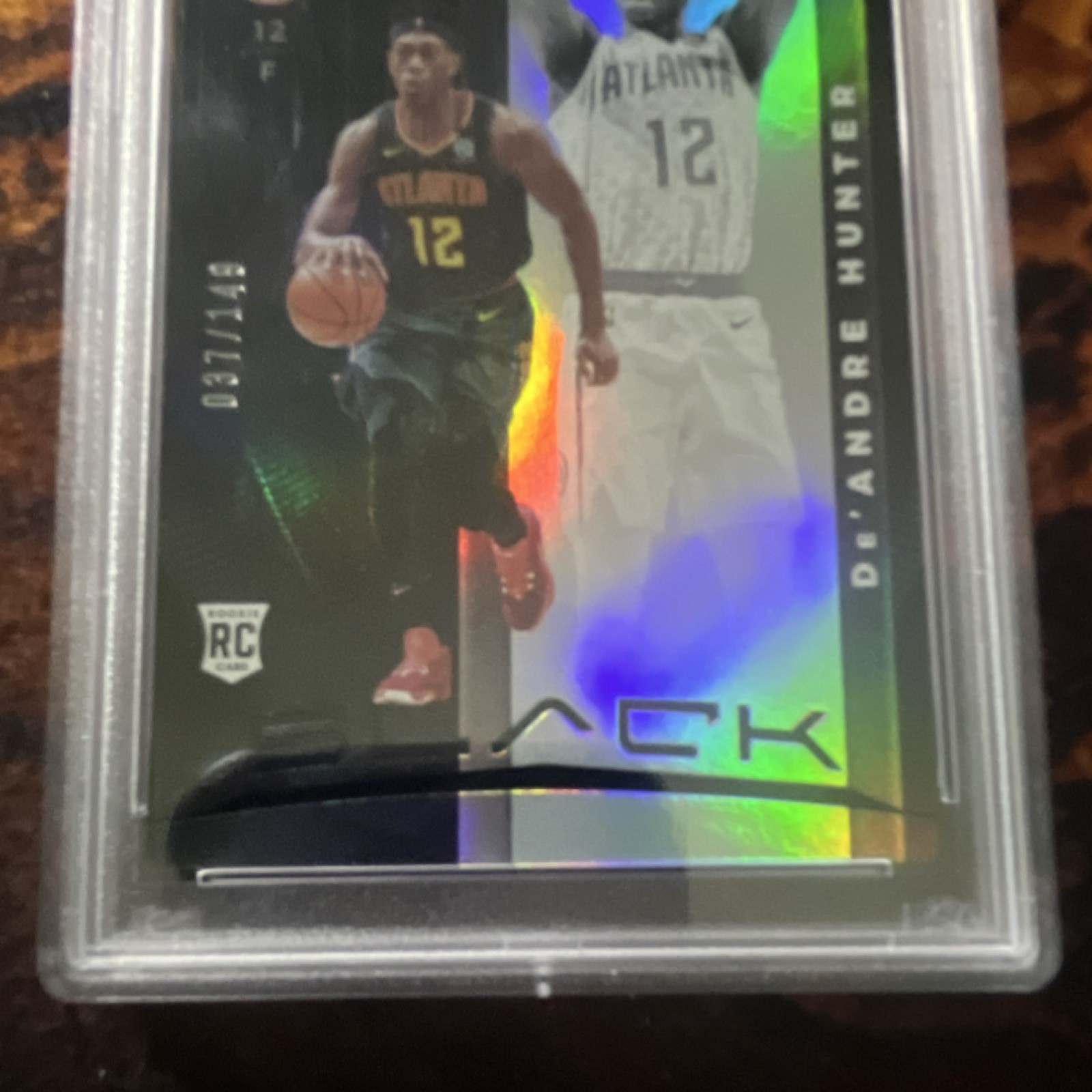 Panini Black De'Andre Hunter Rookie Serial Numbered #75 PSA 9 Atlanta Hawks view 4
