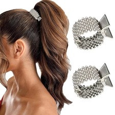 2 Pcs Rhinestone Ponytail Claw Clip Sparkly High Ponytail Clip Hair Clips for St