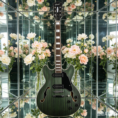 Grote Semi-Hollow Green  Electric Guitar, Mahogany Body with P90 , GT335-04