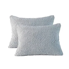 Ultra Soft Sherpa Pillowcases Pillow Covers 20”x26” Standard Sham Silver Grey
