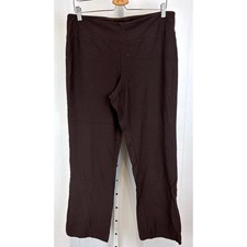 EILEEN FISHER Straight Leg Pants Pull On Washable Stretch Crepe Brown Size L