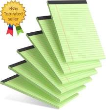 6Pcs Small Note Pad 5X8 College Ruled Green Legal Pads Paper Notepads