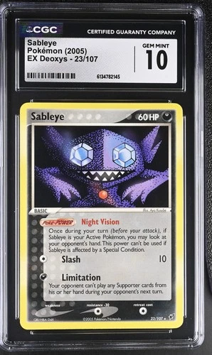CGC 10 GEM MINT Sableye 23/107 EX Deoxys Non Holo Rare Pokemon Card