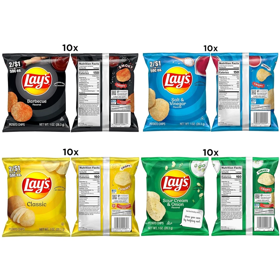 Paquete de variedad de papas fritas Lay’s 40 unidades bolsas de una sola porción de 1 oz 4 sabores Foto 3 de 4
