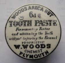 Woods Plymouth 6d Areca Nut tooth paste pot lid + original pot c1900-10 (J)