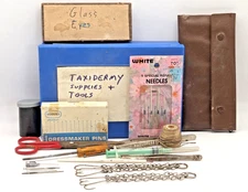 Vintage Taxidermy Kit - Glass Eyes, Needles, Tool Kit, Thread, etc