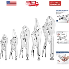 Durable 5pc Locking Pliers Set - Curved and Long Nose Designs for Versatility