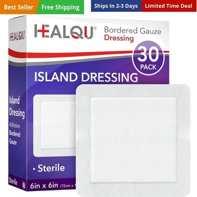 Island Dressing - 6''x6'', 30 Count - Bordered Gauze Sterile Individually Wrapp...