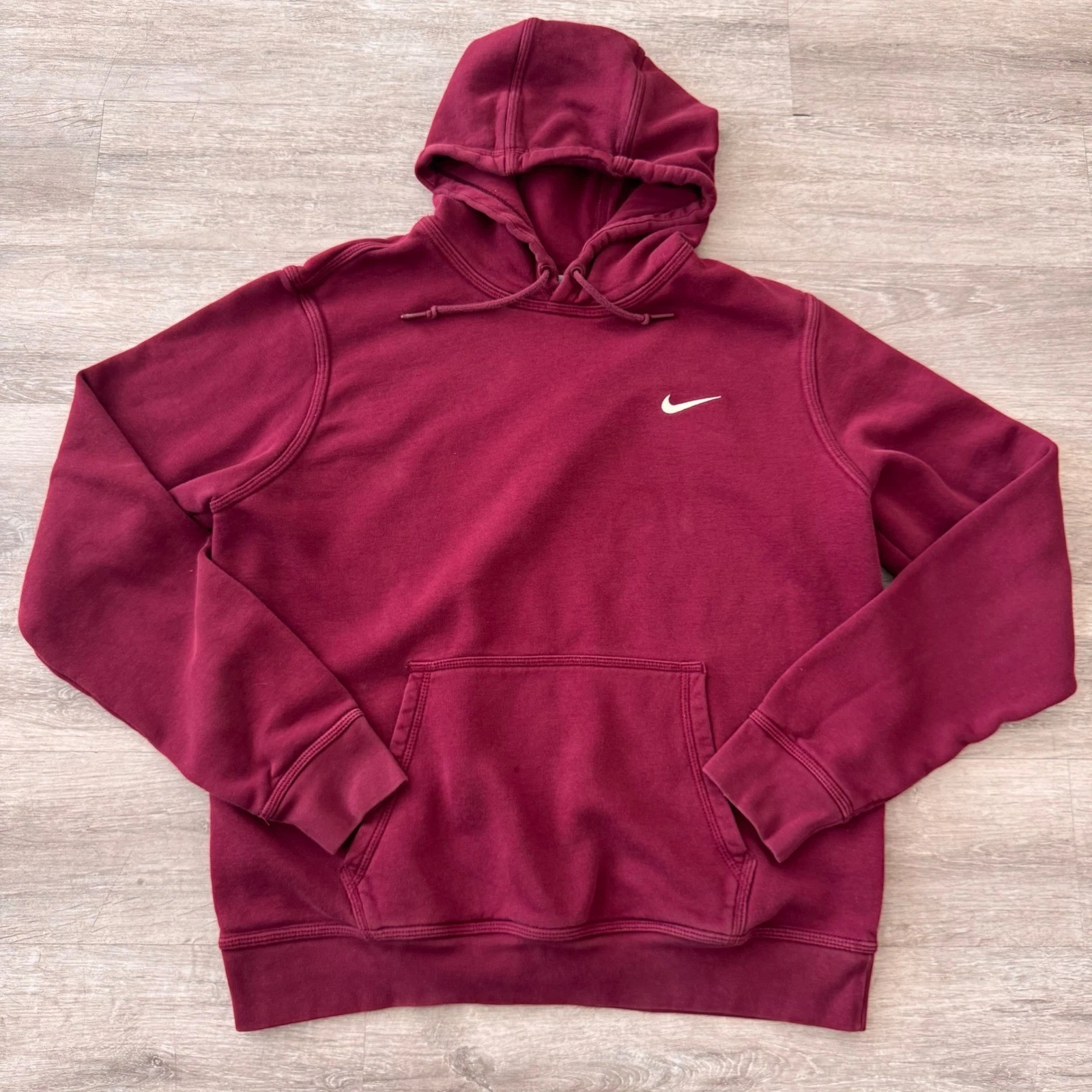Nike Hoodie Burgundy Maroon mini Swoosh 826433-638 Mens large
