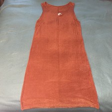 Vintage Dress Women’s Small Orange Acetate Midi Slip Sleeveless Made In USA