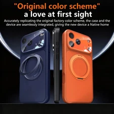 For iPhone 17 Pro Max Air 16 15 14 13 12 360°Rotatable Ring Stand Case+Lens Film