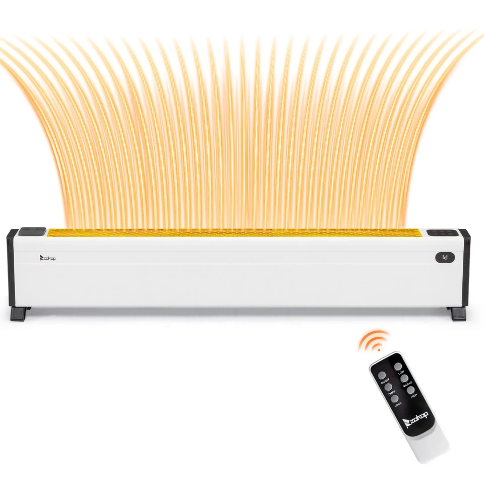 48'' 1500W Electric Baseboard Space Heater with 3 Heat Settings & Remote Control