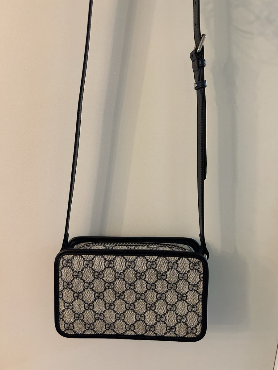 Gucci GG Pattern Crossbody Bag Blue/Beige Zip Adjustable Strap | eBay