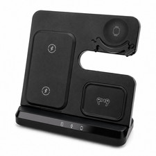 3-in-1 Qi Wireless Charging Dock Stand for iPhone Apple Watch AirPods Black