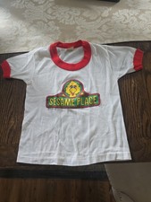 Vintage 80s Kids Sesame Street Sesame Place T-shirt Size 6-8 Red And White