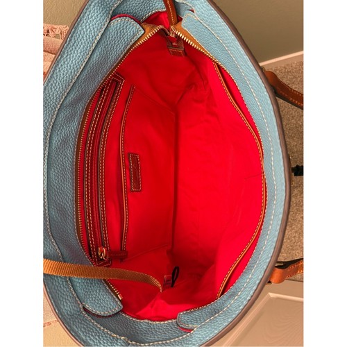 Dooney & Bourke Turquoise Tote with Brown leather Straps - Picture 7 of 16