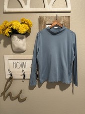 Vintage LL Bean Long Sleeve Womens Pullover Mock Shirt Pastel Blue, Size XL