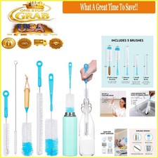 Bottle Brush Cleaner Set of 5 Nylon  Stainless Steel for Bottles Tumblers Vases