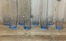 Set Of 8 Libbey Chivalry Juice Glasses Ice Blue Vintage Glassware